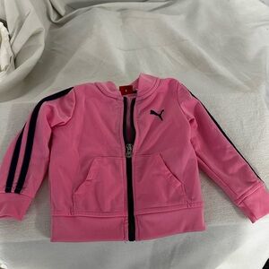Pink zip up Jacket with Black Stripes baby girl 18m